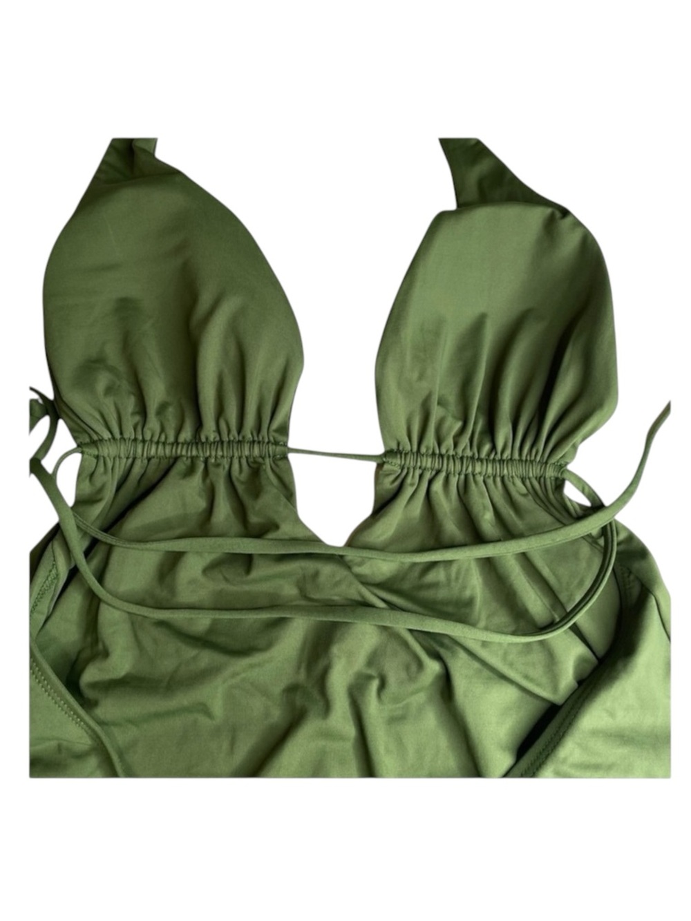L*Space ☼ Pamela Plunging Strappy Open Back One Piece Swimsuit ☼ Olive Green 10 - Picture 7 of 16